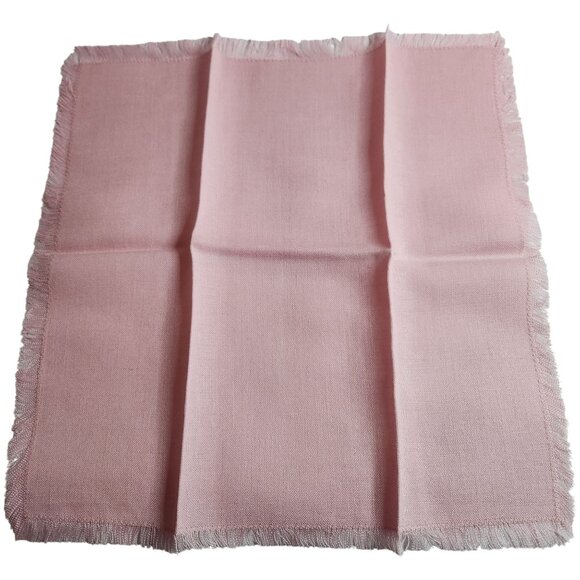 Pink Cloth Napkins Set Of 4 Fringed Edge 13x13 Inches Cotton Blend Pastel Decor - Picture 1 of 4